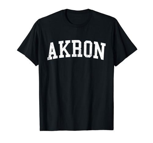 Akron Oh Distressed White Varsity T-Shirt - Trendy Graphic Men Women - T-Shirt, Sweatshirt, Hoodie