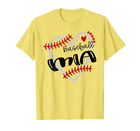 Personalized Baseball Heart Mia T-Shirt - Minimalist Print Men Women - T-Shirt, Sweatshirt, Hoodie