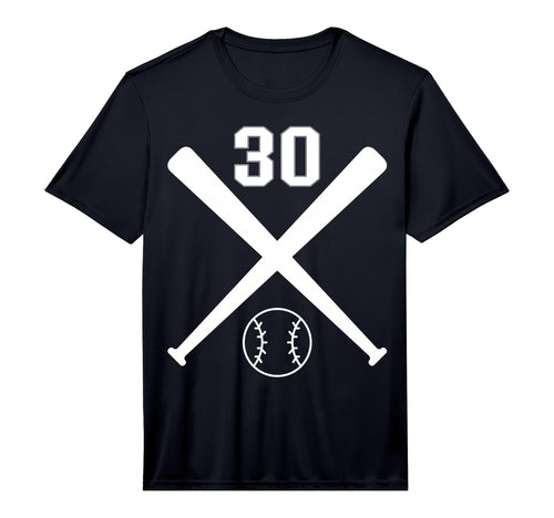 Baseball Softball Number 30 Performance T-Shirt - Graphic Print for Adults - T-Shirt, Sweatshirt, Hoodie