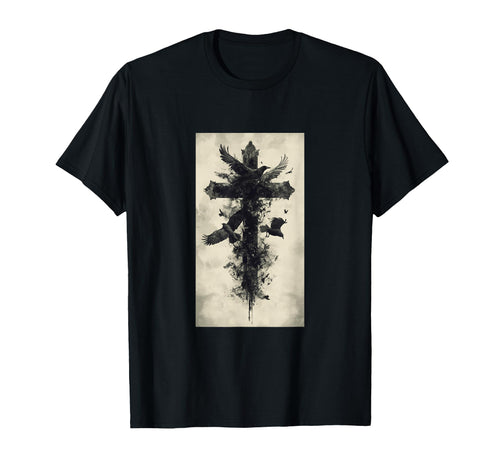 Gothic Cross Grunge Aesthetic Y2K T-Shirt - Minimalist Print Men Women - T-Shirt, Sweatshirt, Hoodie