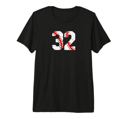 Baseball Player Jersey Number 32 32 T-Shirt - Custom Art Print Unisex - T-Shirt, Sweatshirt, Hoodie