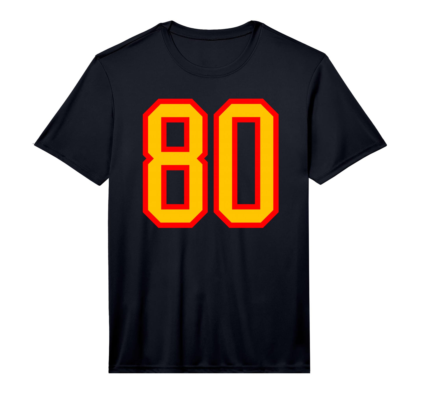 Red Yellow Sport Team Athletic Number 80 T-Shirt - Minimalist Print Unisex - T-Shirt, Sweatshirt, Hoodie