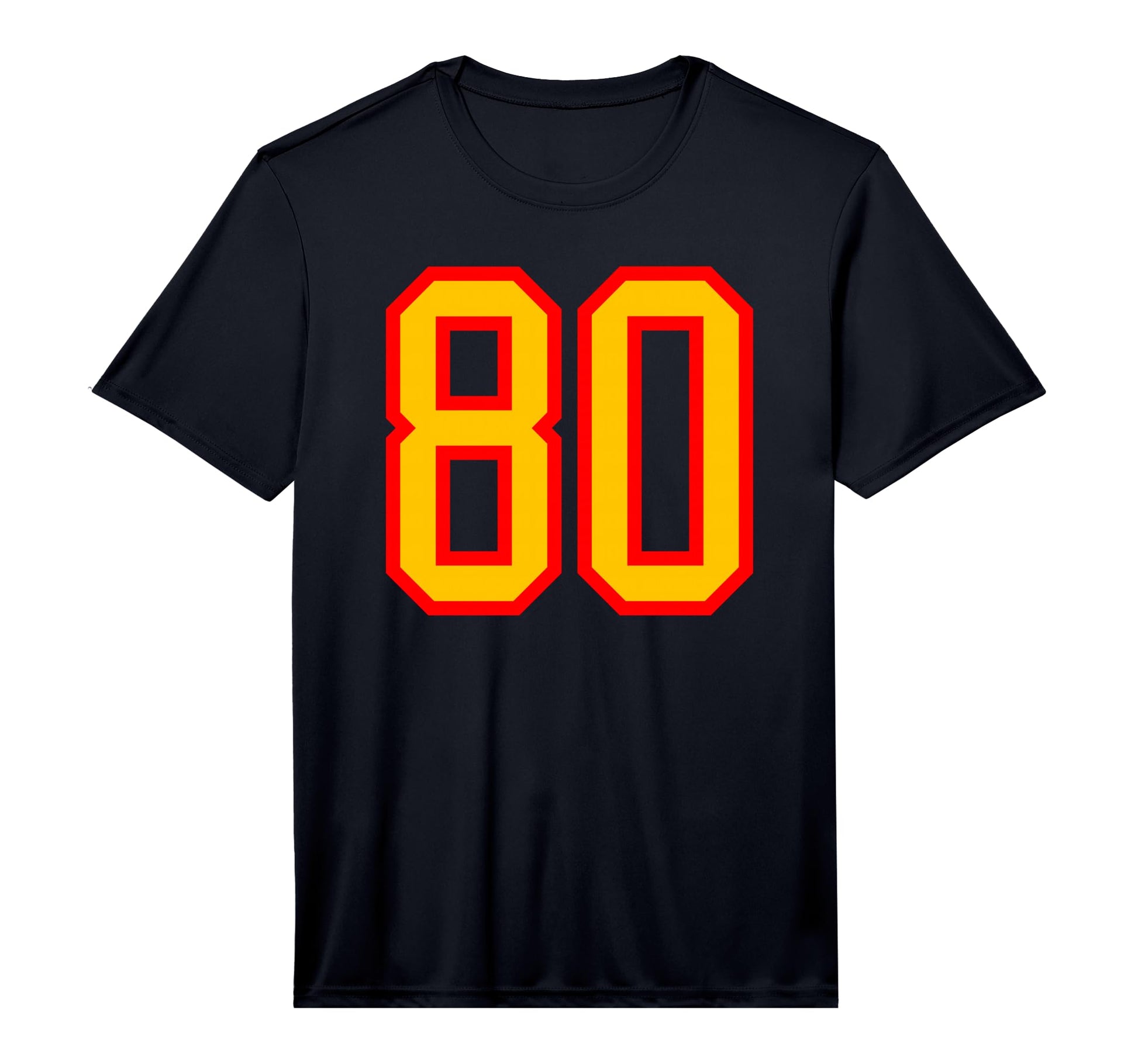 Red Yellow Sport Team Athletic Number 80 T-Shirt - Minimalist Print Unisex - T-Shirt, Sweatshirt, Hoodie