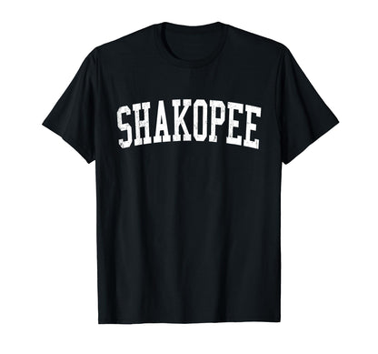Shakopee Mn Distressed White Varsity T-Shirt - Custom Art Print Unisex - T-Shirt, Sweatshirt, Hoodie