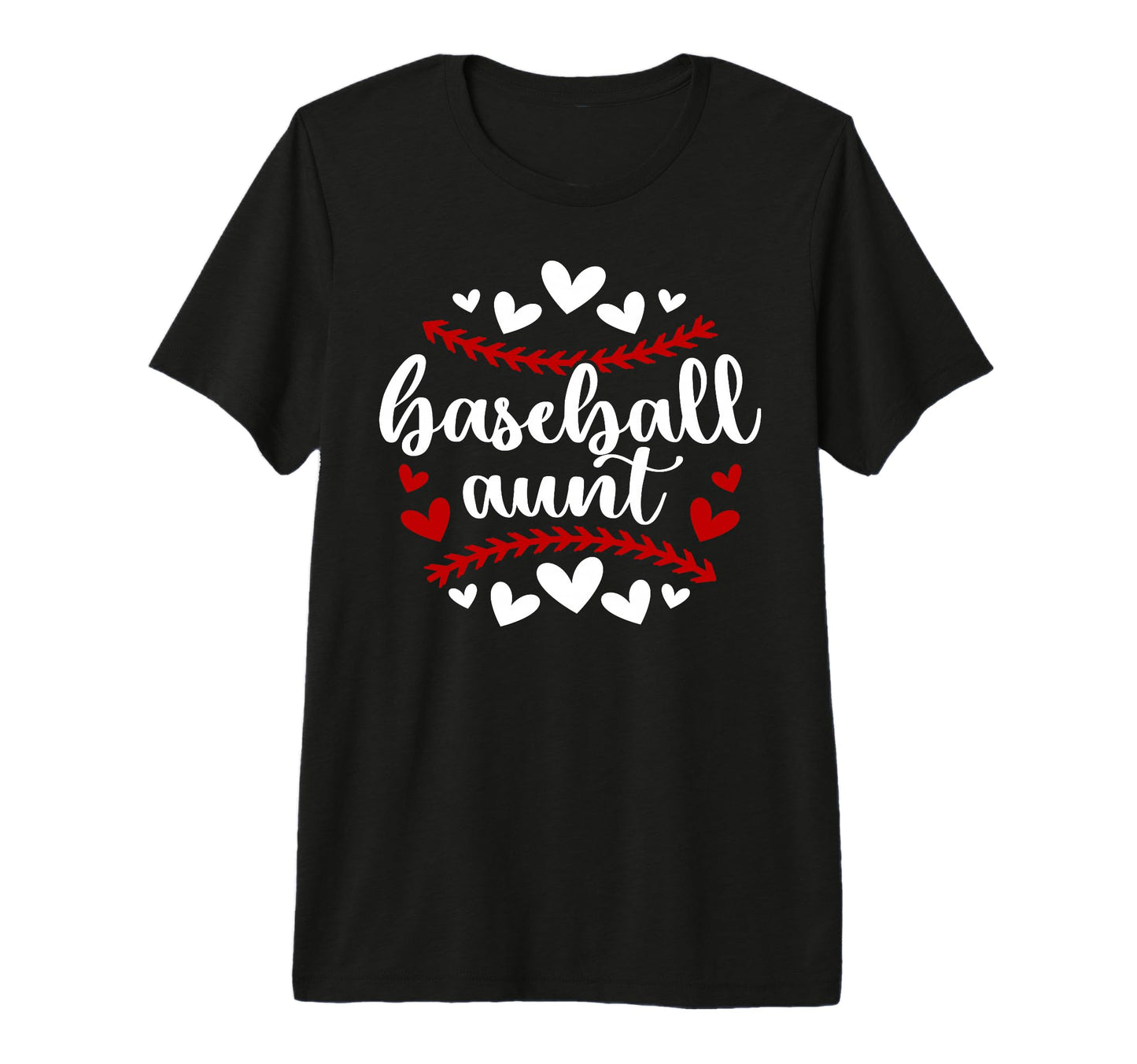 Baseball Aunt Baseball Player Auntie Hearts T-Shirt - Graphic Print Unisex - T-Shirt, Sweatshirt, Hoodie