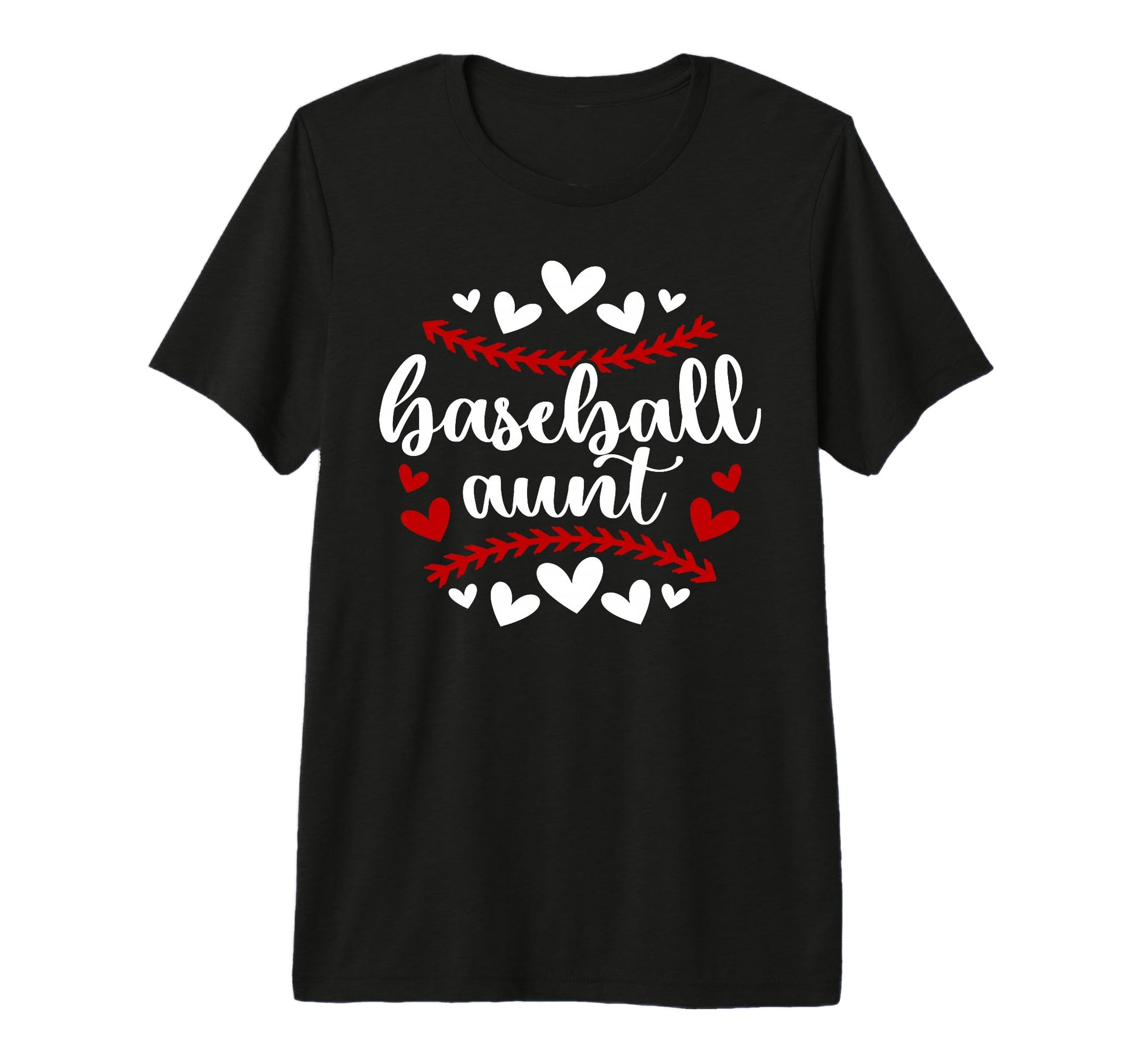 Baseball Aunt Baseball Player Auntie Hearts T-Shirt - Graphic Print Unisex - T-Shirt, Sweatshirt, Hoodie