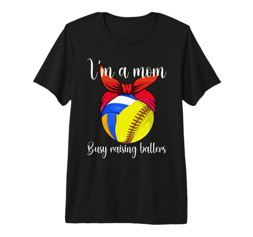Im Mom Busy Raising Ballers Softball T-Shirt - Trendy Graphic for Adults - T-Shirt, Sweatshirt, Hoodie