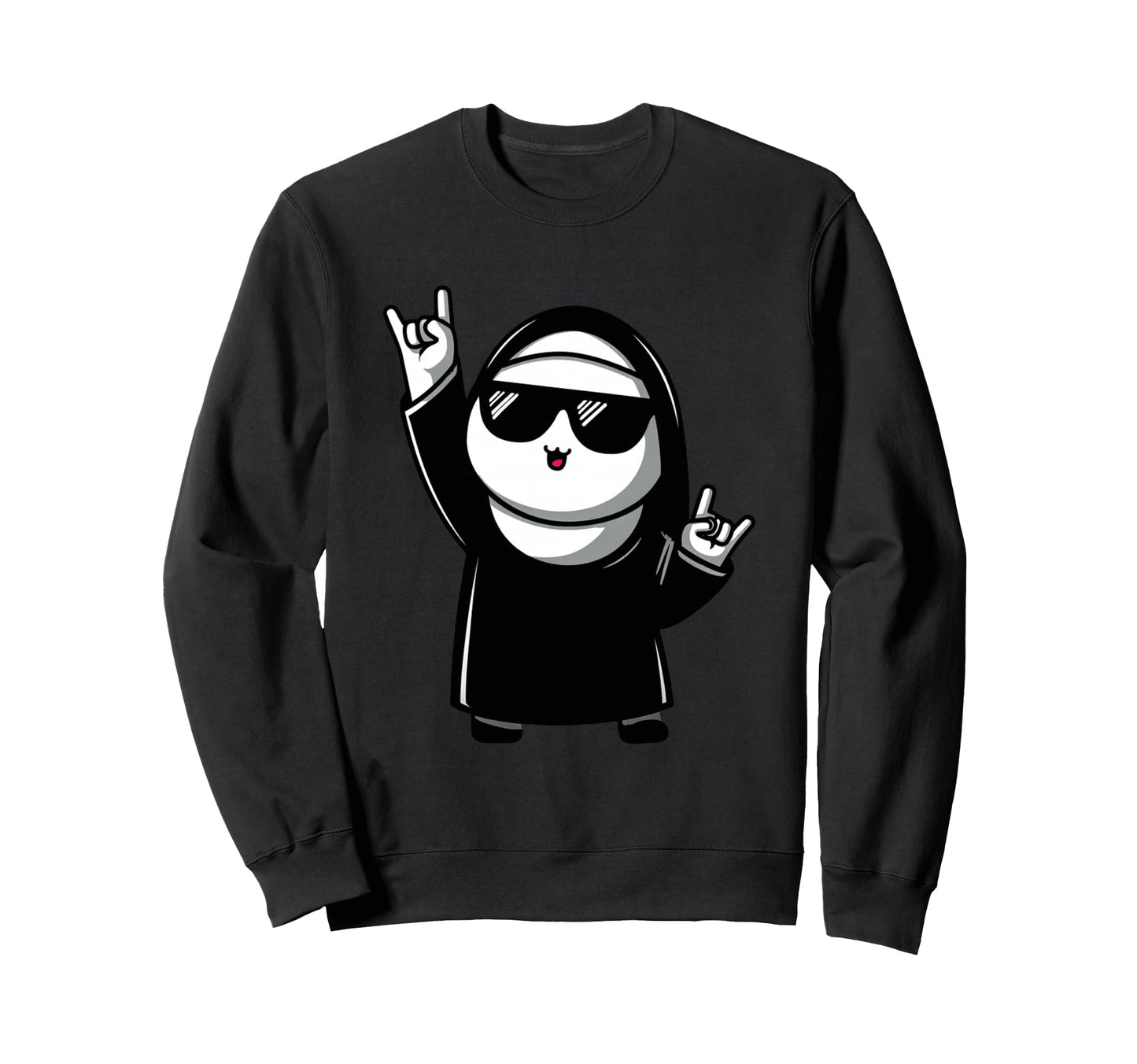 Nun Sunglasses Rock Hand Sweatshirt - Casual Everyday Wear for Adults - T-Shirt, Sweatshirt, Hoodie