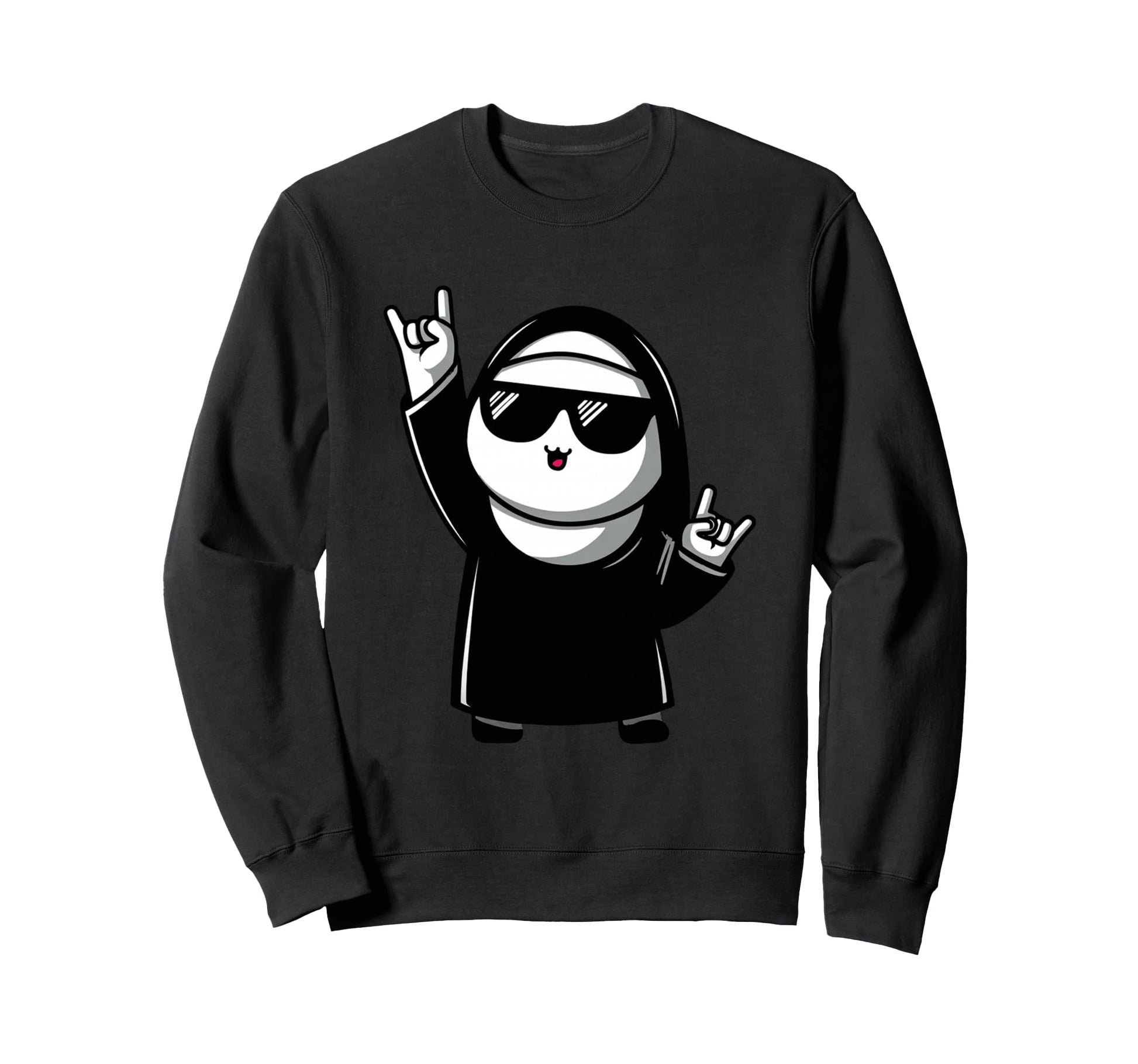 Nun Sunglasses Rock Hand Sweatshirt - Casual Everyday Wear for Adults - T-Shirt, Sweatshirt, Hoodie