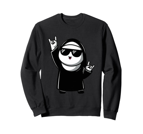 Nun Sunglasses Rock Hand Sweatshirt - Casual Everyday Wear for Adults - T-Shirt, Sweatshirt, Hoodie