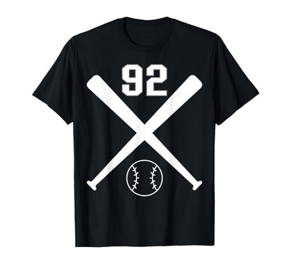 Baseball Softball Number 92 T-Shirt - Fun Novelty Design Unisex - T-Shirt, Sweatshirt, Hoodie