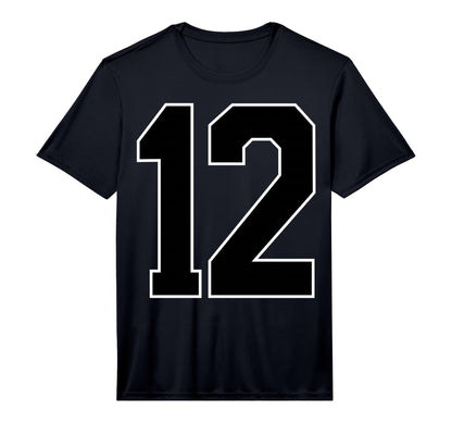 Black Sports Team Number 12 Fan T-Shirt - Novelty Apparel Unisex - T-Shirt, Sweatshirt, Hoodie