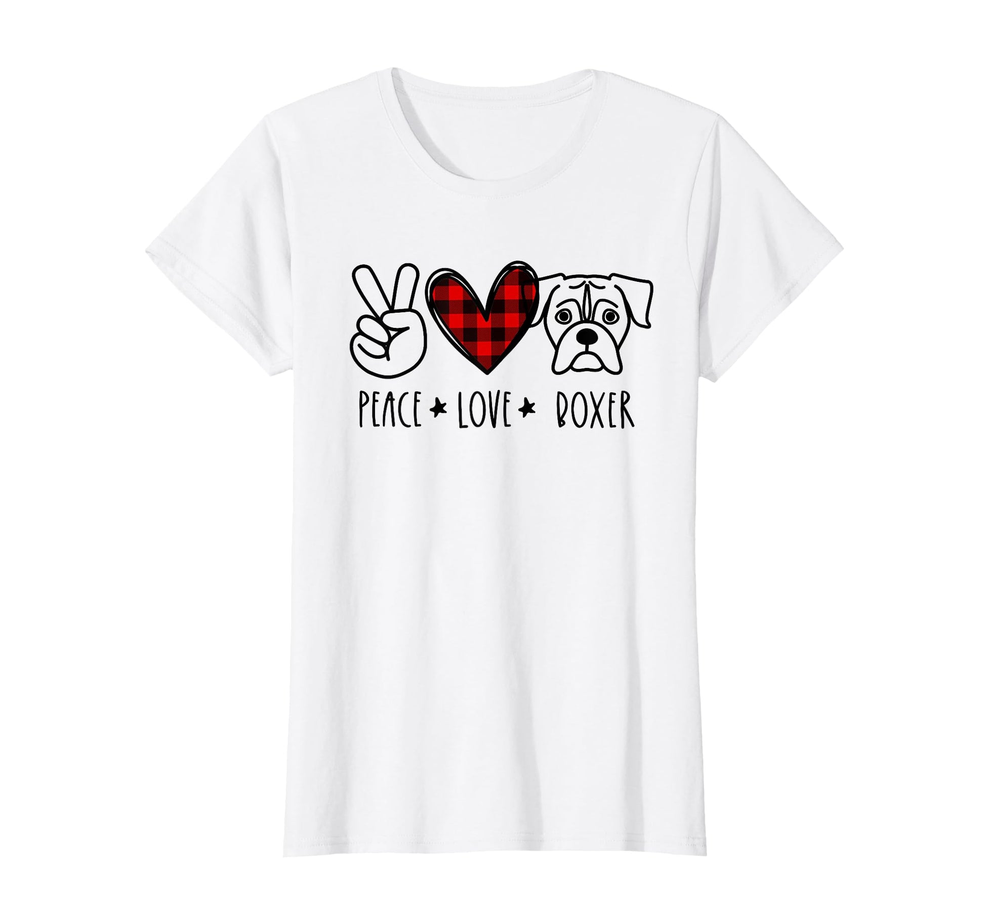 Peace Love Boxer Dog Mom T-Shirt - Custom Art Print Men Women - T-Shirt, Sweatshirt, Hoodie