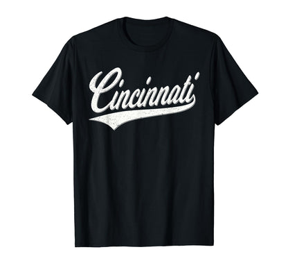 Cincinnati Ohio Varsity Script Sports T-Shirt - Unique Graphic Unisex - T-Shirt, Sweatshirt, Hoodie