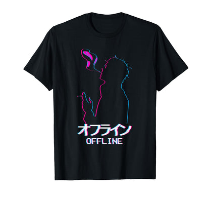 Offline Sad Anime Soft Vaporwave T-Shirt - Fun Novelty Design Unisex - T-Shirt, Sweatshirt, Hoodie