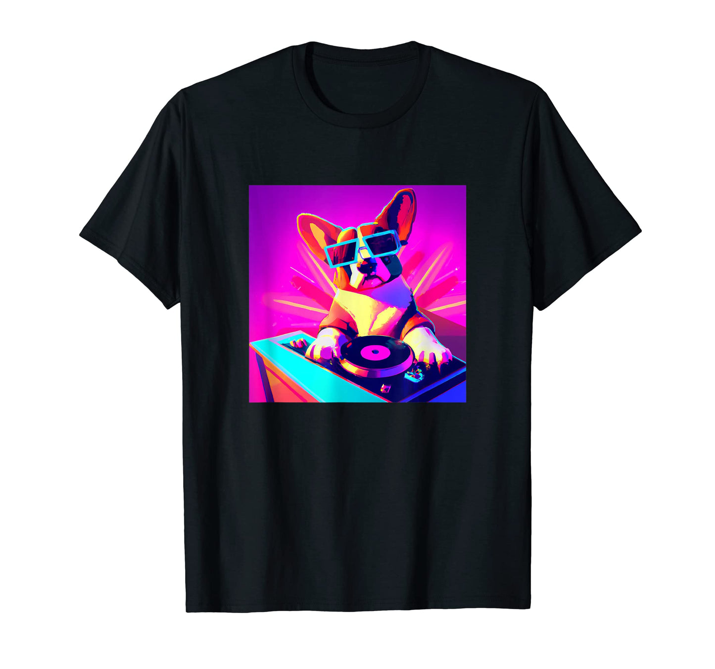 Corgi Vaporwave Dj Dog Aesthetic T-Shirt - Unique Graphic for Adults - T-Shirt, Sweatshirt, Hoodie