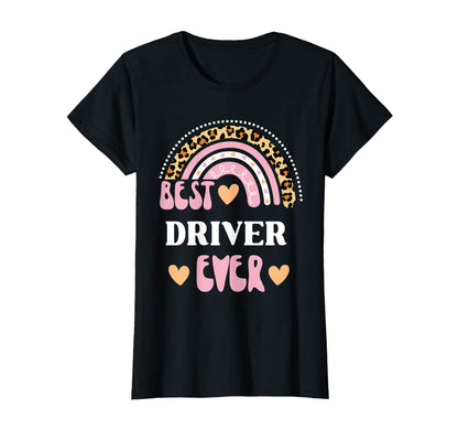 Womens Best Driver Ever Leopard T-Shirt - Minimalist Print for Adults - T-Shirt, Sweatshirt, Hoodie