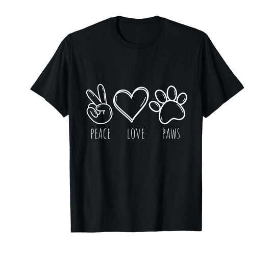 Peace Love Dogs Paws T-Shirt - Minimalist Print for Adults - T-Shirt, Sweatshirt, Hoodie