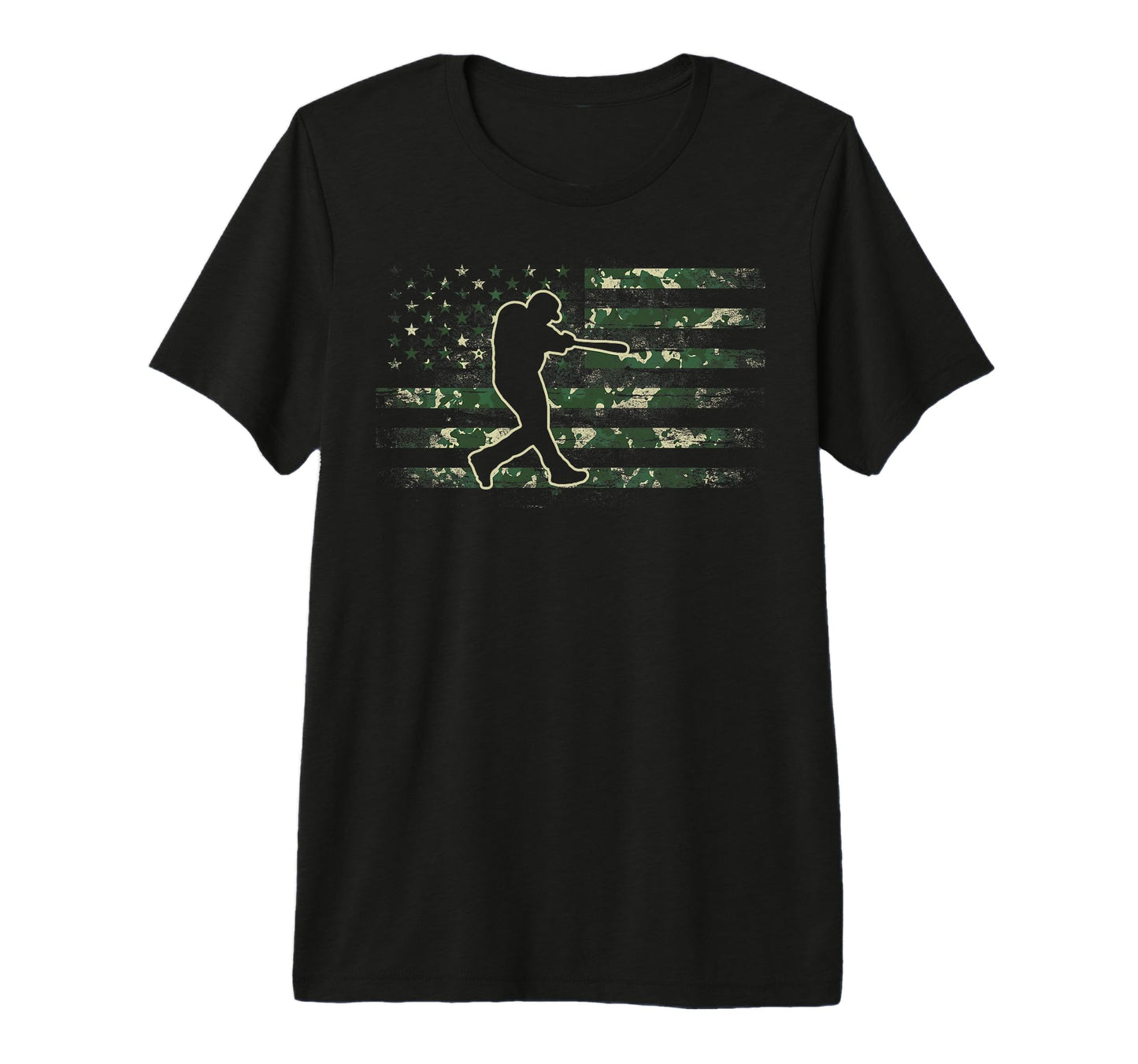 Baseball Player American Flag Usa Camo T-Shirt - Graphic Print Men Women - T-Shirt, Sweatshirt, Hoodie
