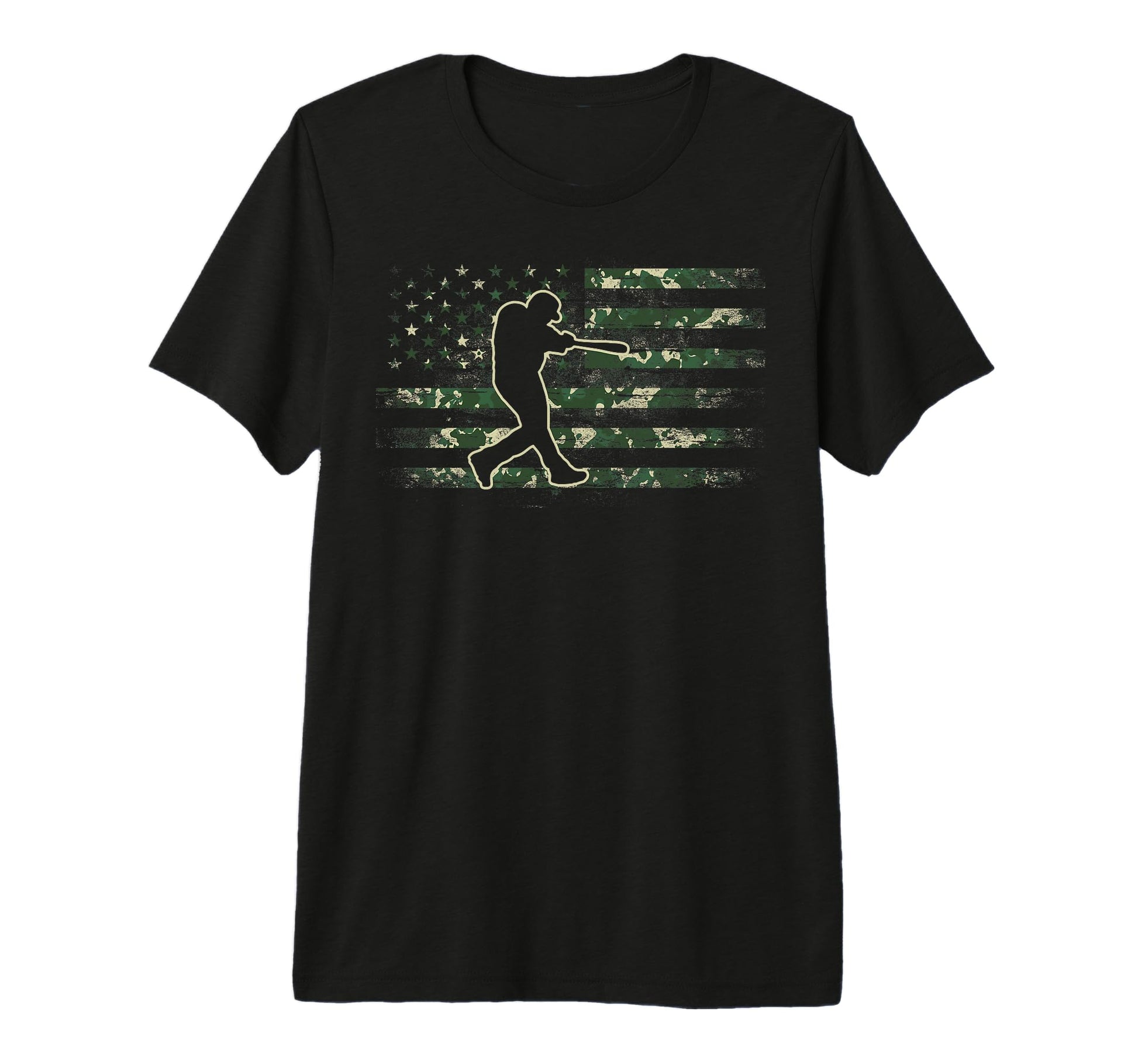 Baseball Player American Flag Usa Camo T-Shirt - Graphic Print Men Women - T-Shirt, Sweatshirt, Hoodie