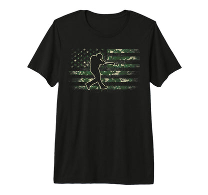 Baseball Player American Flag Usa Camo T-Shirt - Graphic Print Men Women - T-Shirt, Sweatshirt, Hoodie
