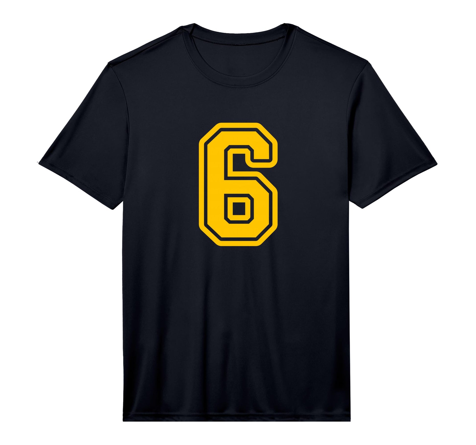 Yellow Sports Team Number 6 Performance T-Shirt - Trendy Graphic Unisex - T-Shirt, Sweatshirt, Hoodie