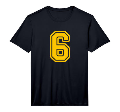 Yellow Sports Team Number 6 Performance T-Shirt - Trendy Graphic Unisex - T-Shirt, Sweatshirt, Hoodie