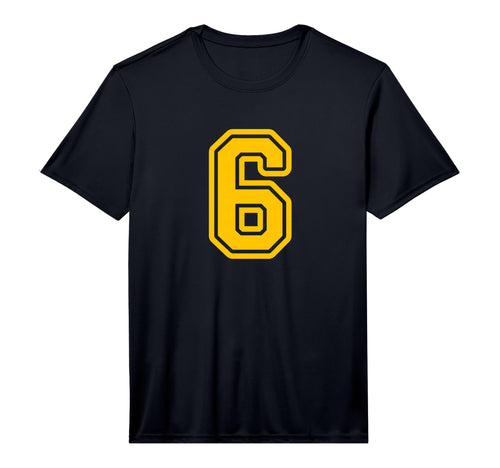 Yellow Sports Team Number 6 Performance T-Shirt - Trendy Graphic Unisex - T-Shirt, Sweatshirt, Hoodie