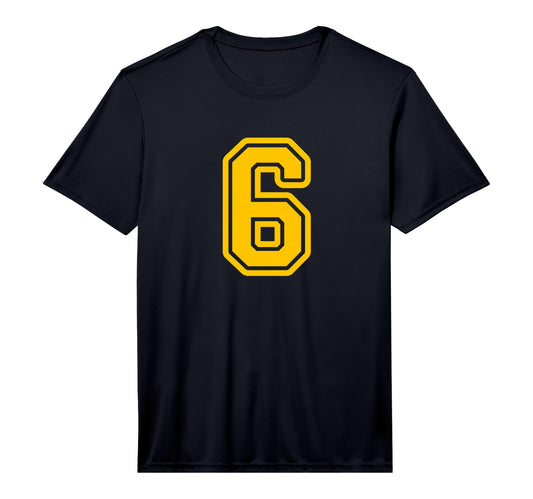 Yellow Sports Team Number 6 Performance T-Shirt - Trendy Graphic Unisex - T-Shirt, Sweatshirt, Hoodie