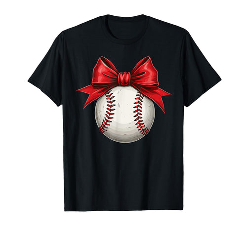 Baseball Red Coquette Bow Baseball Mom T-Shirt - Unique Graphic for Adults - T-Shirt, Sweatshirt, Hoodie