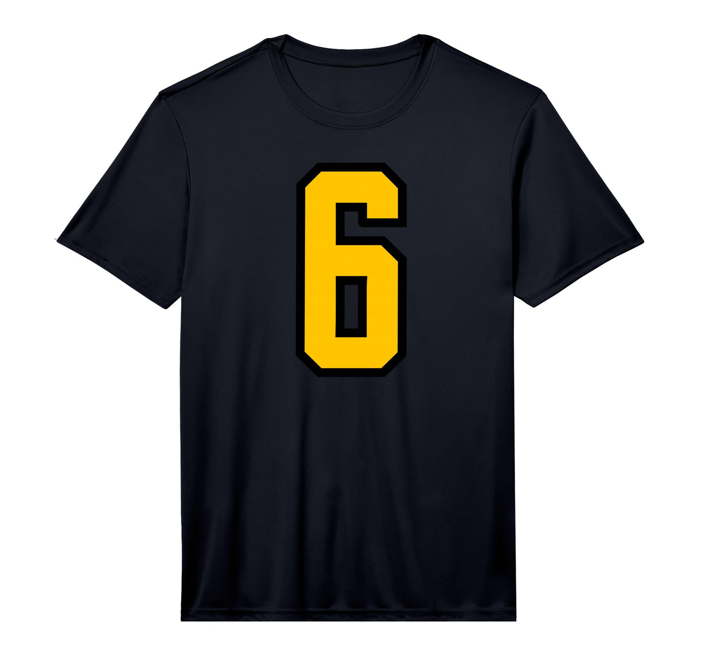 Yellow Black Sports Team Number 6 T-Shirt - Unique Graphic for Adults - T-Shirt, Sweatshirt, Hoodie