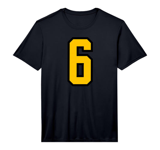 Yellow Black Sports Team Number 6 T-Shirt - Unique Graphic for Adults - T-Shirt, Sweatshirt, Hoodie