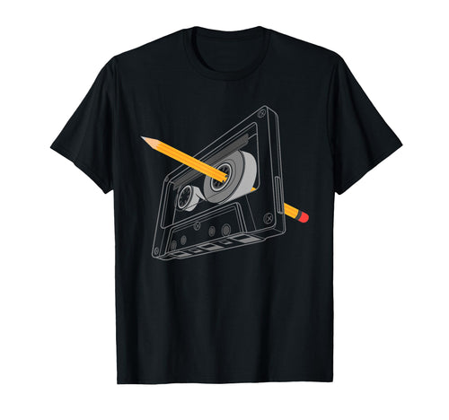Rewind Funny 80S 90S Cassette Pencil Gift T-Shirt - Minimalist Print Unisex - T-Shirt, Sweatshirt, Hoodie