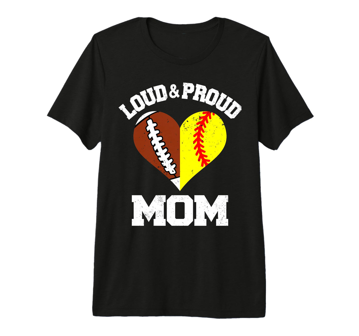 Loud Proud Mom Football Softball T-Shirt - Minimalist Print Men Women - T-Shirt, Sweatshirt, Hoodie