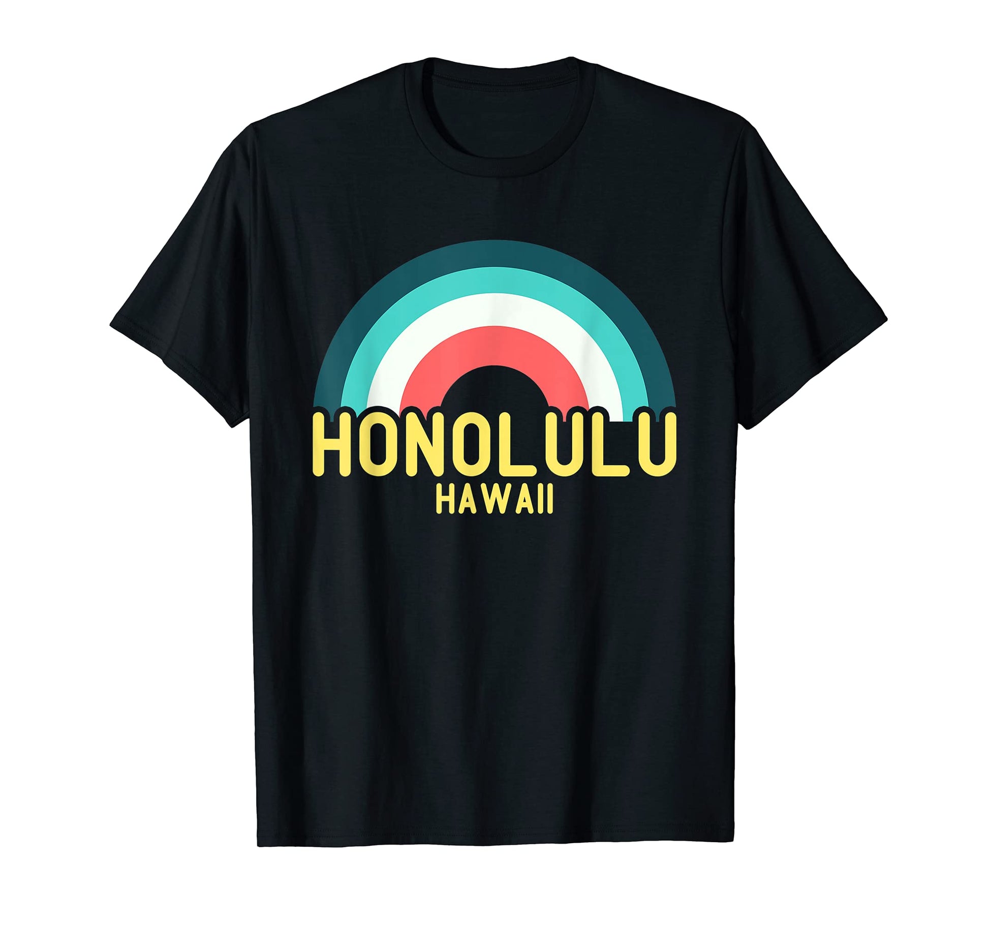 Honolulu Hawaii Rainbow T-Shirt - Custom Art Print Unisex - T-Shirt, Sweatshirt, Hoodie