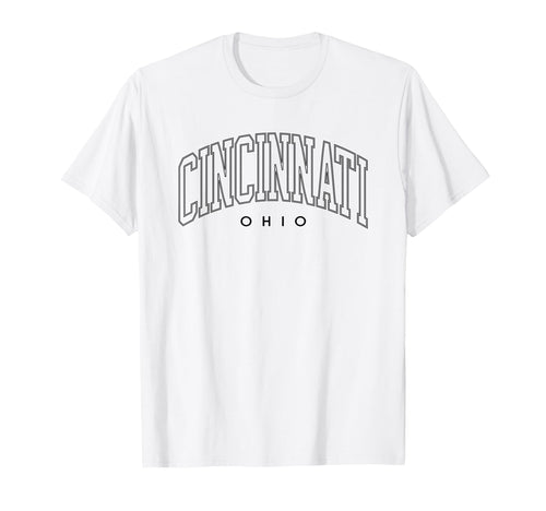 Cincinnati Ohio Preppy Throwback T-Shirt - Fun Novelty Design for Adults - T-Shirt, Sweatshirt, Hoodie