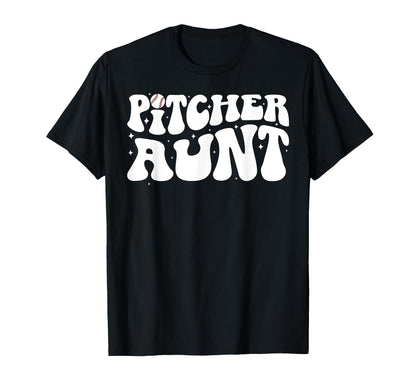 Baseball Pitcher Aunt Groovy Baseball T-Shirt - Novelty Apparel Unisex - T-Shirt, Sweatshirt, Hoodie