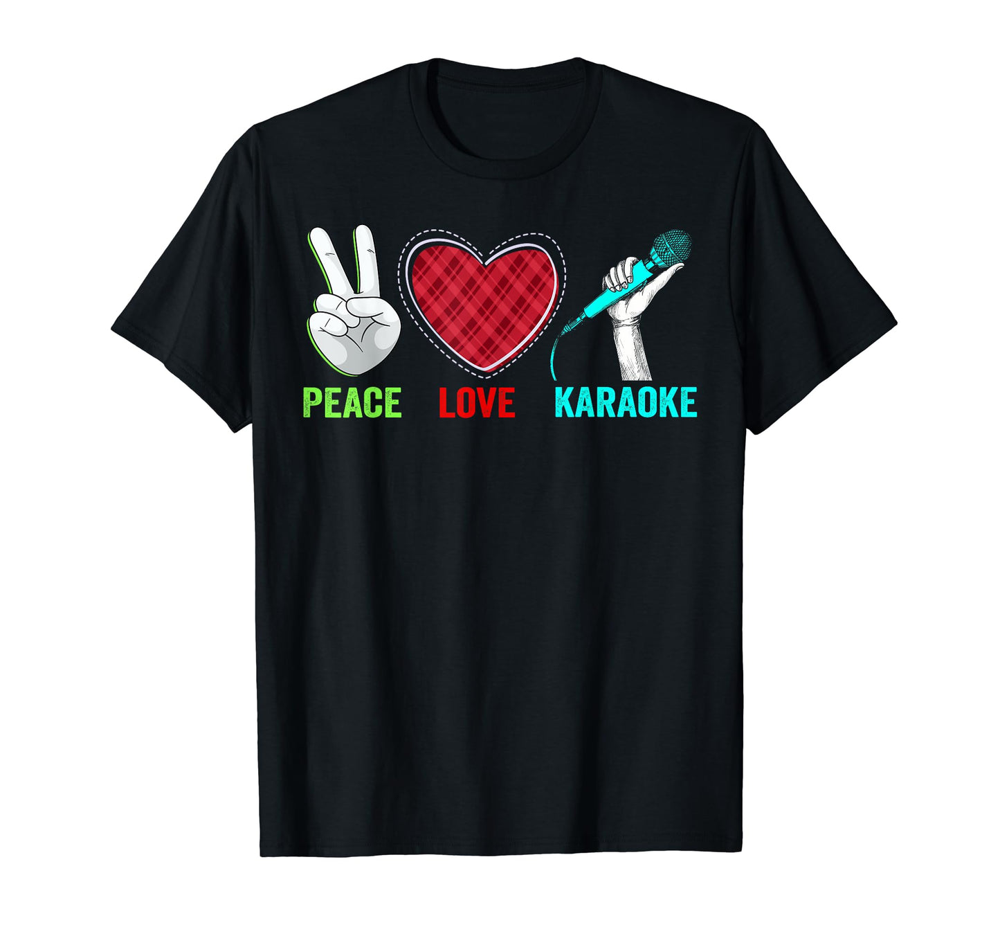 Peace Love Karaoke Singer Music Lover T-Shirt - Minimalist Print Men Women - T-Shirt, Sweatshirt, Hoodie
