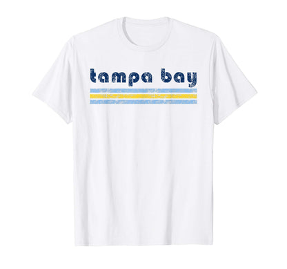 Tampa Florida Three Stripe Weathered T-Shirt - Trendy Graphic Unisex - T-Shirt, Sweatshirt, Hoodie