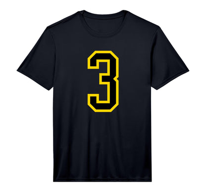 Number 3 Yellow Black Sports T-Shirt - Casual Everyday Wear for Adults - T-Shirt, Sweatshirt, Hoodie
