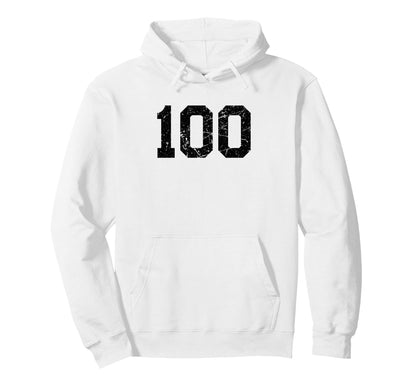 Black Distressed Sport Team Number 100 Hoodie - Custom Art Print for Adults - T-Shirt, Sweatshirt, Hoodie