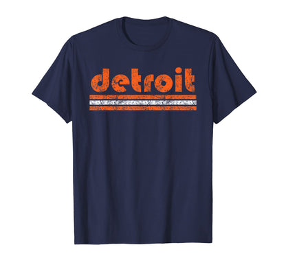 Detroit Three Stripe Weathered T-Shirt - Trendy Graphic Men Women - T-Shirt, Sweatshirt, Hoodie
