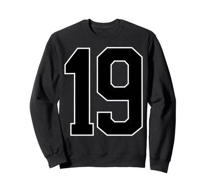 Black Sports Team Number 19 Fan Sweatshirt - Aesthetic Graphic Men Women - T-Shirt, Sweatshirt, Hoodie