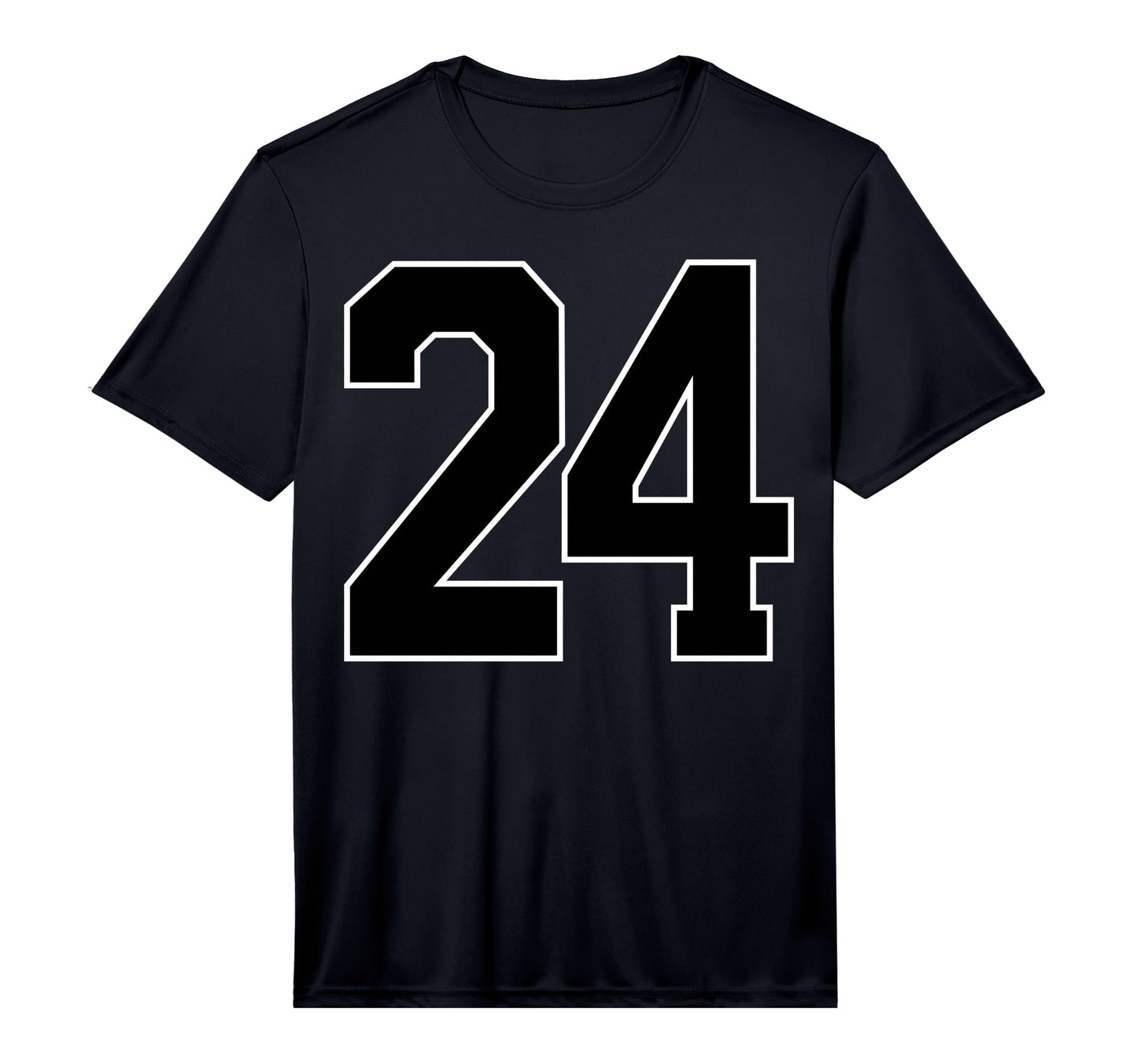 Black Sports Team Number 24 Fan T-Shirt - Custom Art Print for Adults - T-Shirt, Sweatshirt, Hoodie