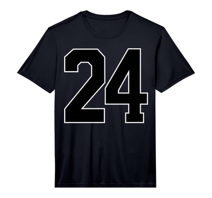 Black Sports Team Number 24 Fan T-Shirt - Custom Art Print for Adults - T-Shirt, Sweatshirt, Hoodie