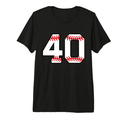 Baseball Number 40 Tri Blend T-Shirt - Fun Novelty Design for Adults - T-Shirt, Sweatshirt, Hoodie