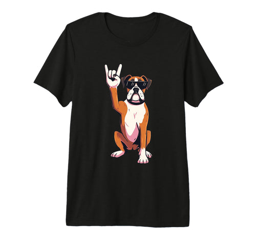Boxer Dog Rock Sunglasses Tri Blend T-Shirt - Aesthetic Graphic Men Women - T-Shirt, Sweatshirt, Hoodie
