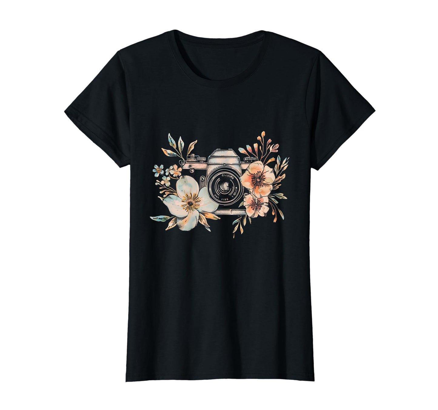 Photographer Camera Flowers T-Shirt - Minimalist Print for Adults - T-Shirt, Sweatshirt, Hoodie