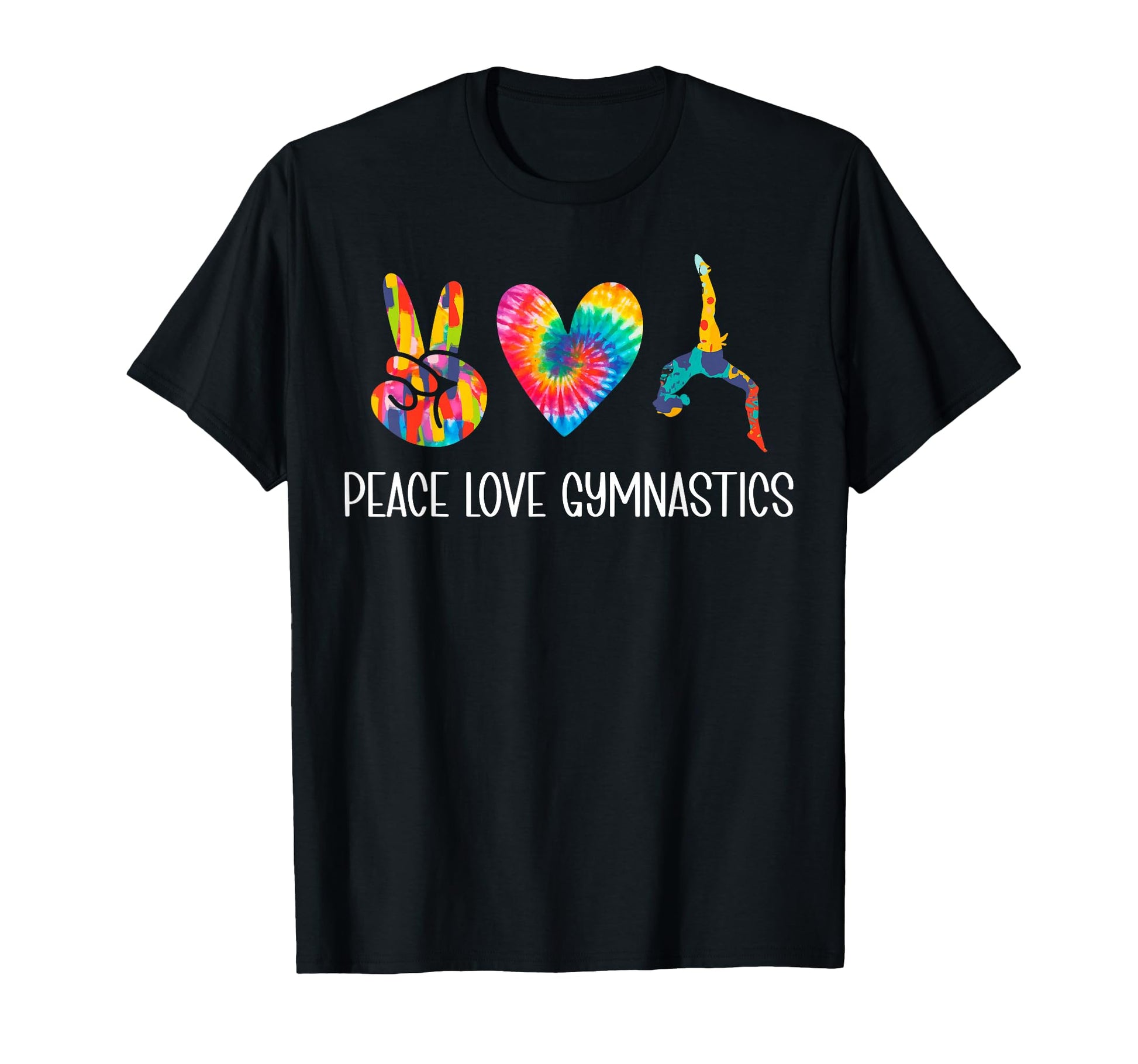 Peace Love Gymnastics Tie Dye T-Shirt - Fun Novelty Design for Adults - T-Shirt, Sweatshirt, Hoodie