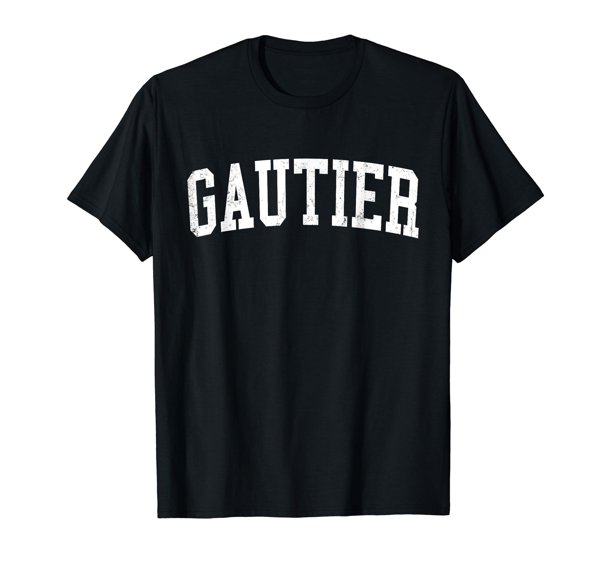Gautier Ms Distressed White Varsity T-Shirt - Minimalist Print Unisex - T-Shirt, Sweatshirt, Hoodie